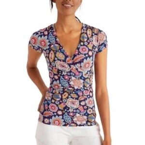 Boden Festival Faux Wrap Paisley Pattern Top Size 6
